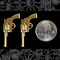 Raw Brass Medium Sized Western Gun Pendants - Set of Two - B-P76